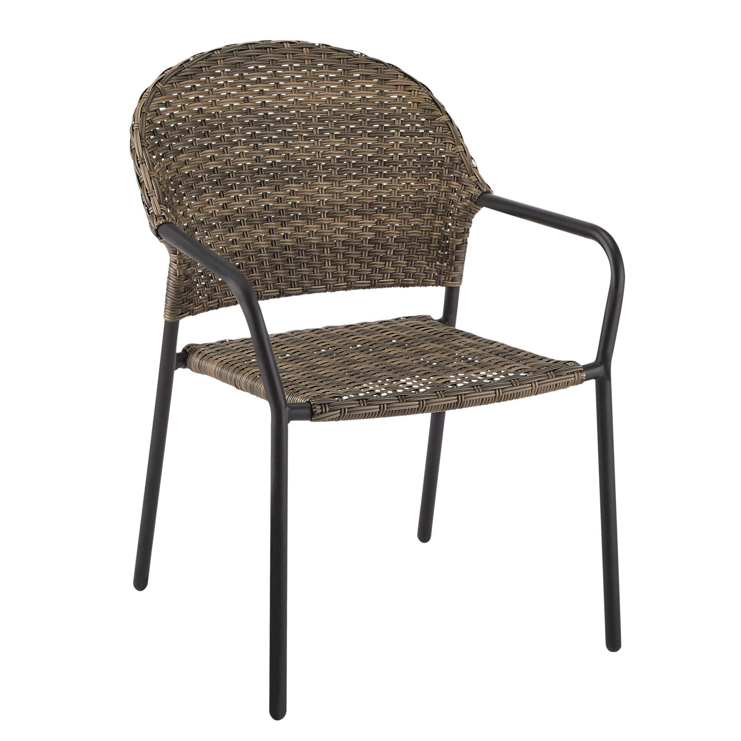CANVAS Breton Wicker Outdoor Patio Balcony Dining Chair w/ Barrel Back