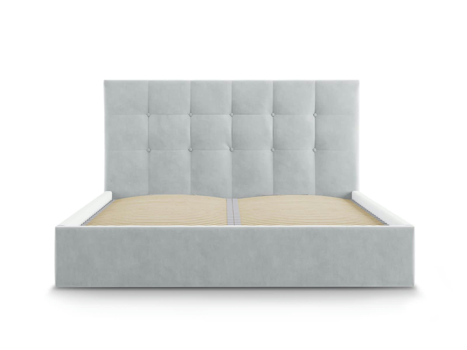 PHAEDRA - Lit coffre avec tête de lit 160x200 cm en velours gris clair