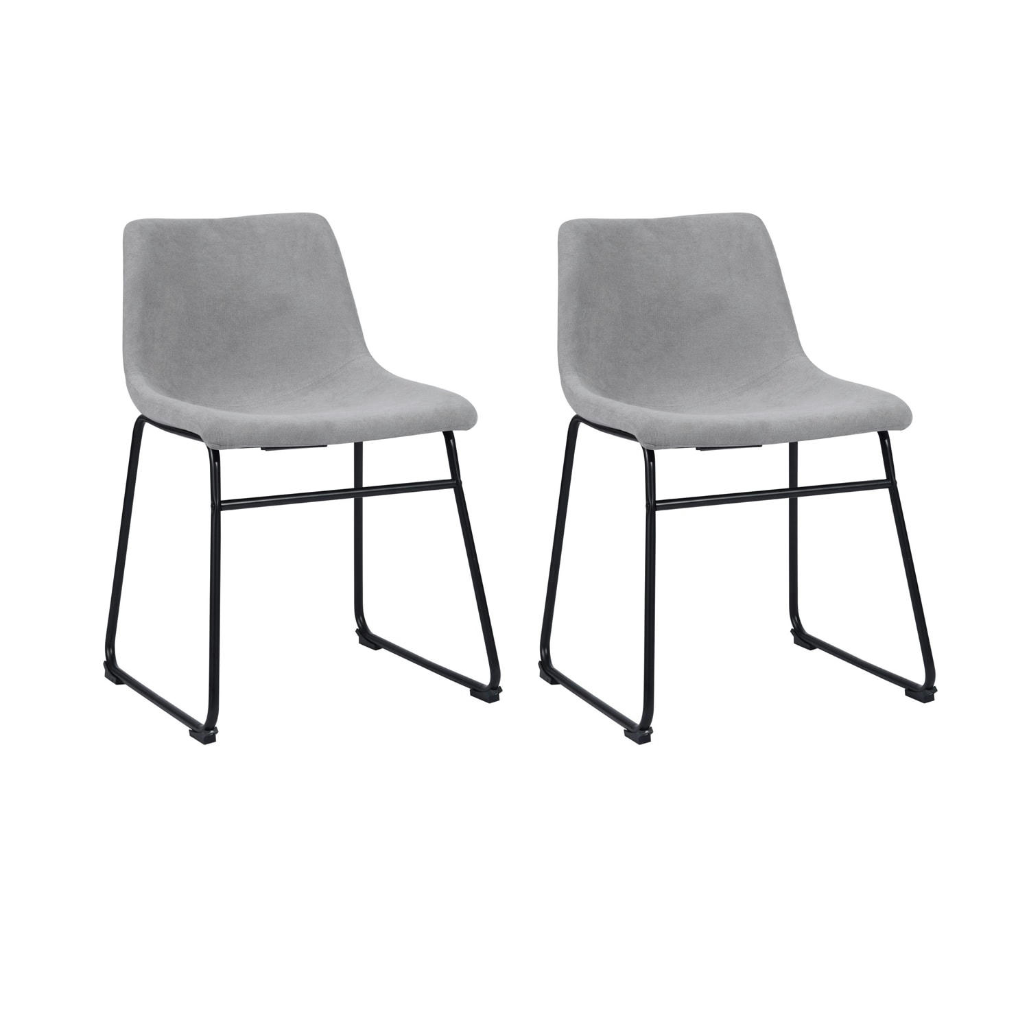 - Lot de 2 Chaises de Salle à Manger Vintage avec Assise Tissu Gris