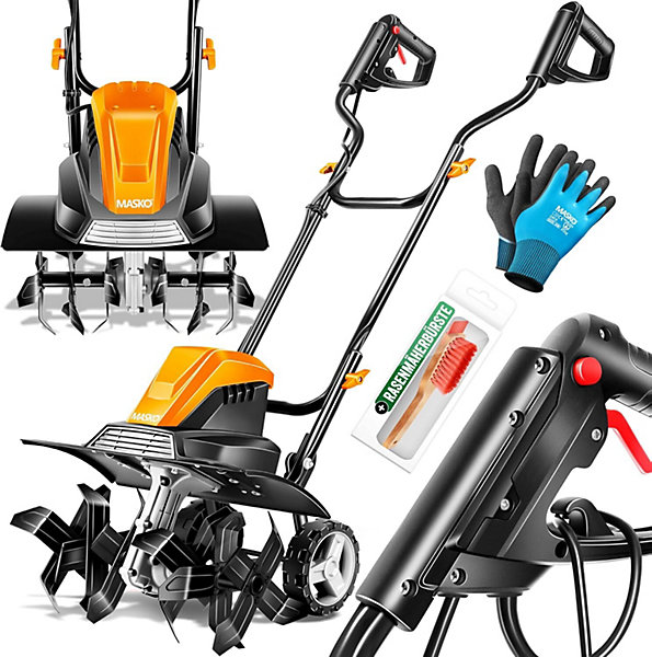 Motobineuse électrique 1500W 45cm Largeur, 20cm Profondeur Bineuse Fraise Jardin Orange