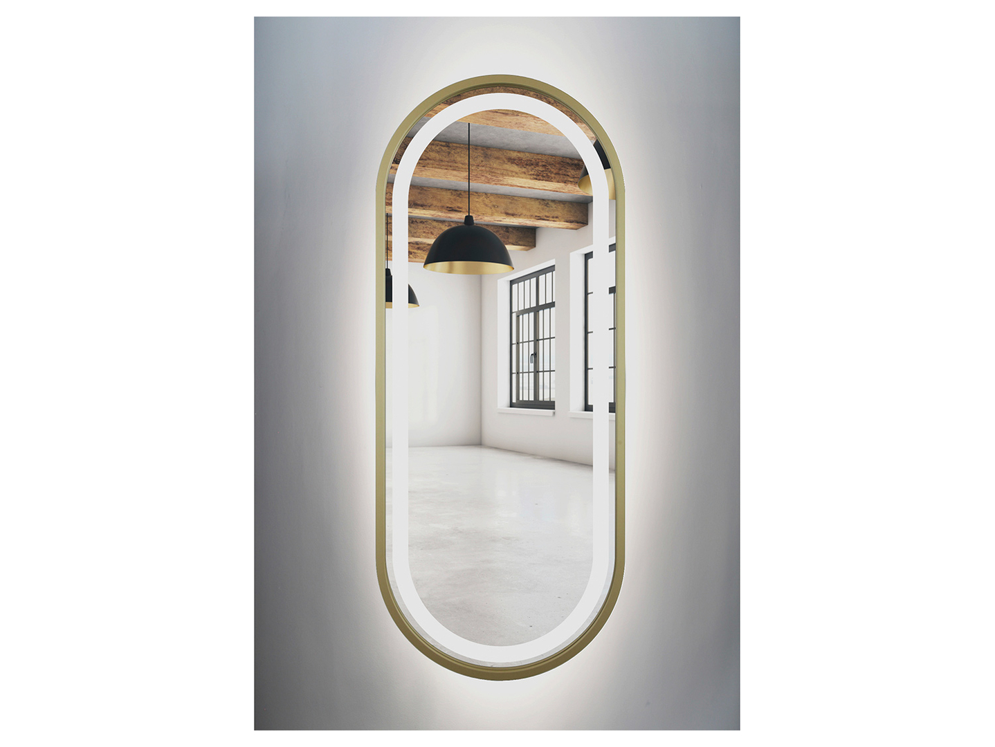Lustro łazienkowe ścienne LED 35x100 cm bez włącznika złote