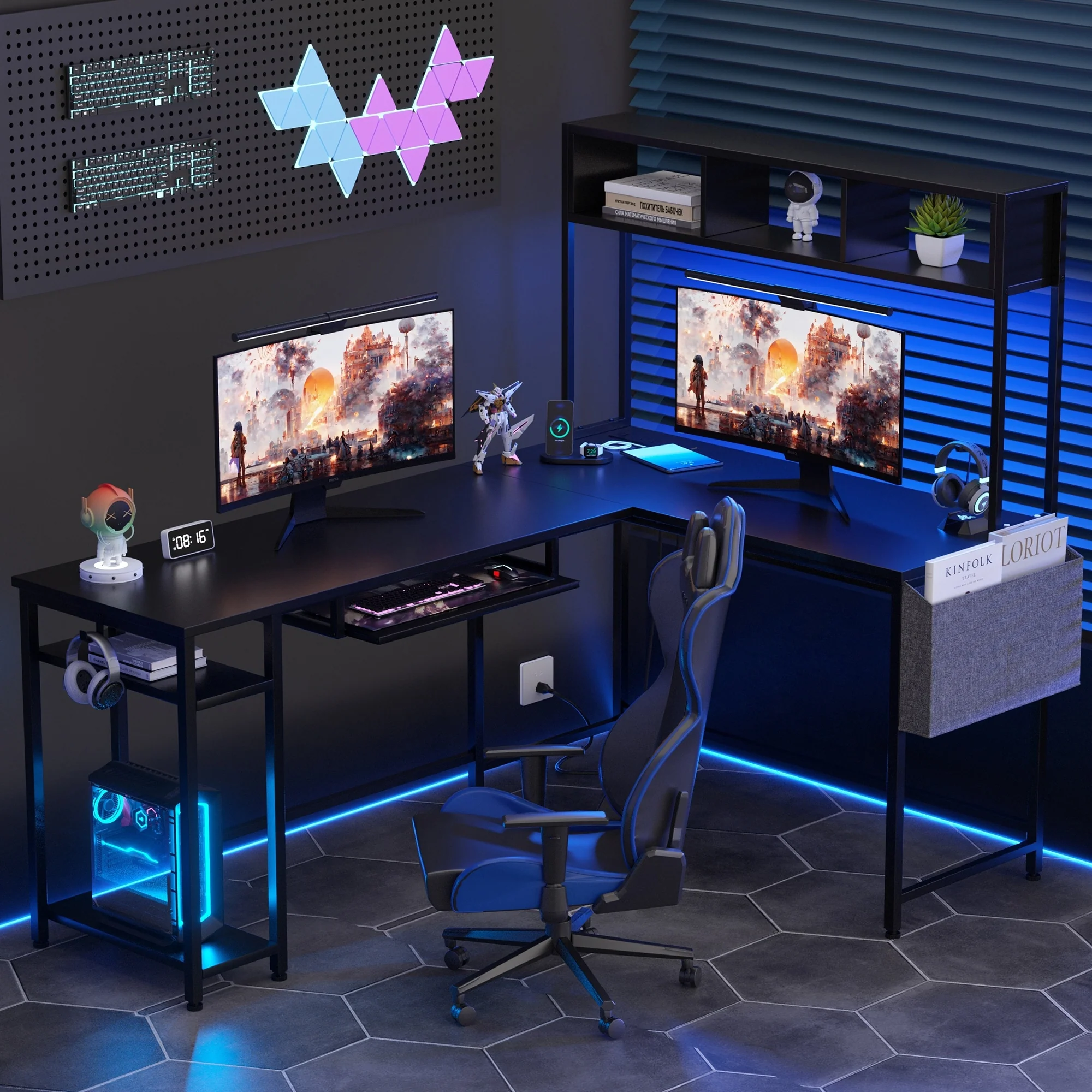 Futzca L Shaped Computer Desk, Black