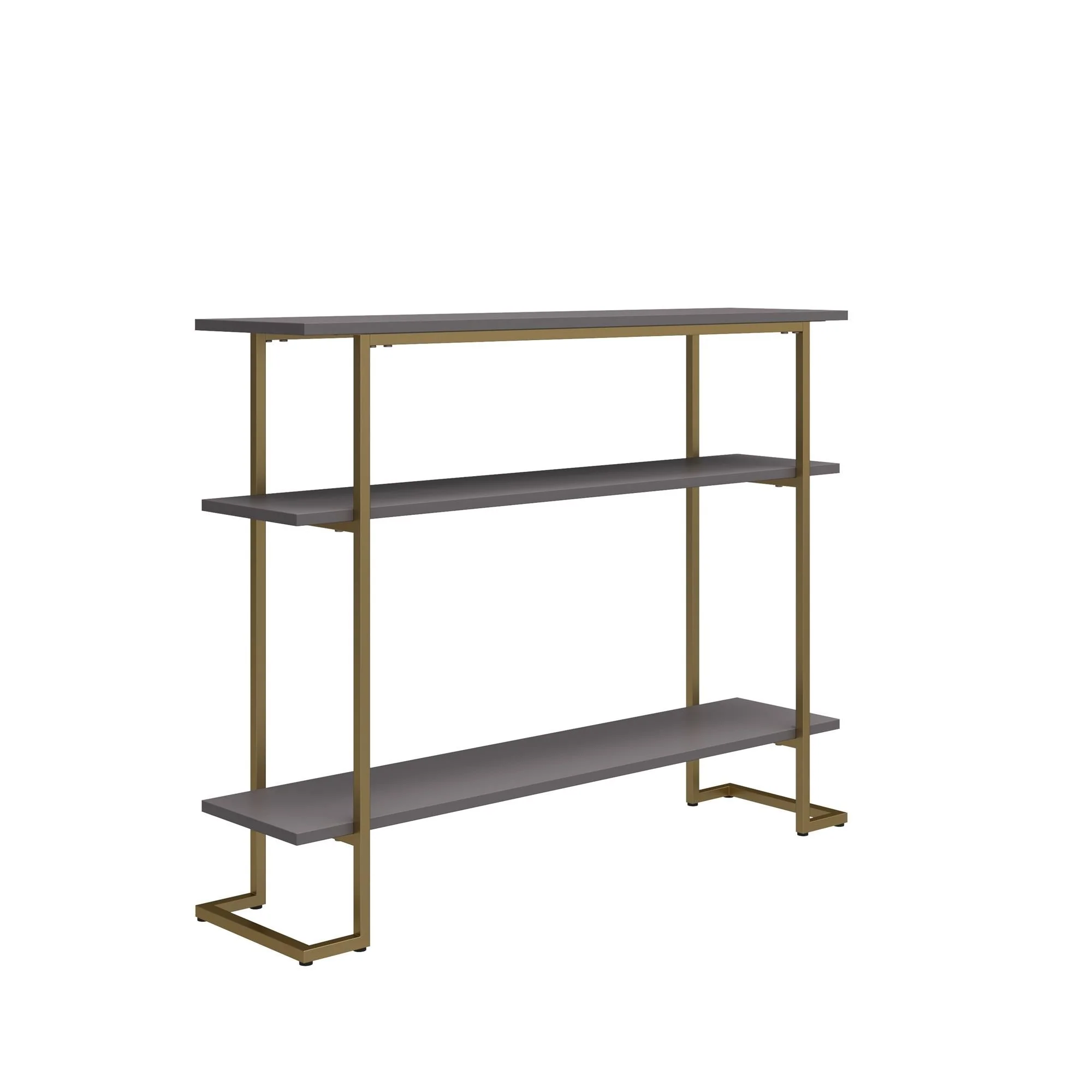 Avenue Greene Jade Console Sofa Table with 3 Open Shelves and Metal Frame