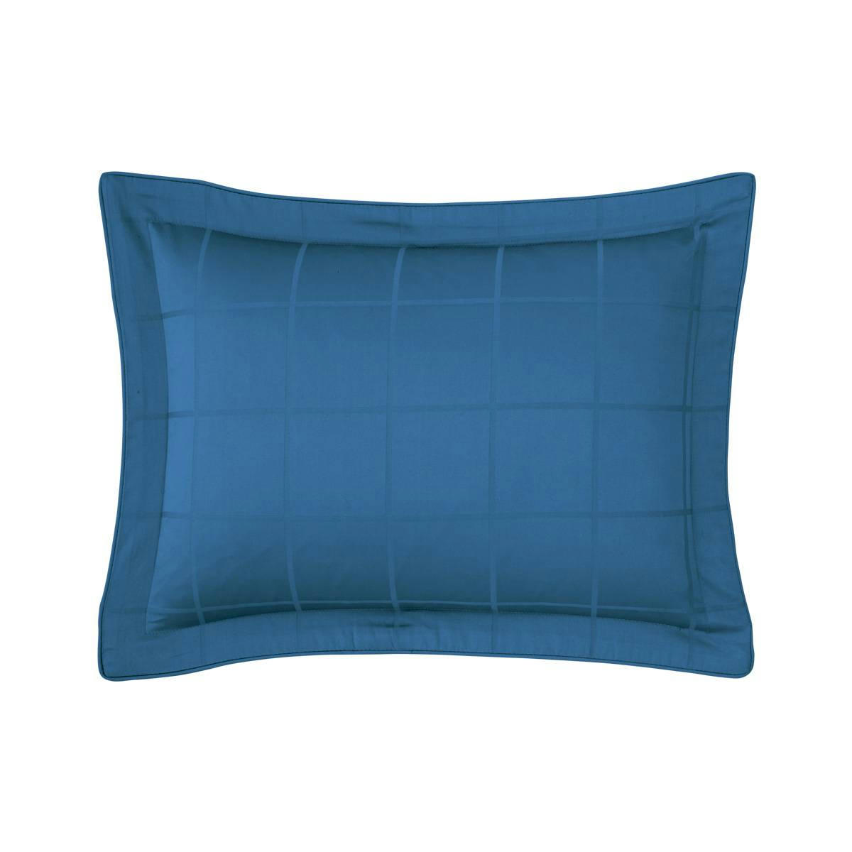 BAPTISTE - Taie d'oreiller en satin de coton bleu 30 x 40 cm