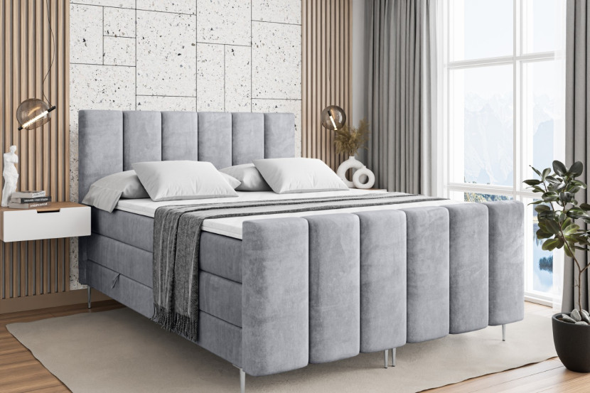 Łóżko kontynentalne - pojemnik, materac, nóżki BOXI1-FS-Z KING 120x200 cm