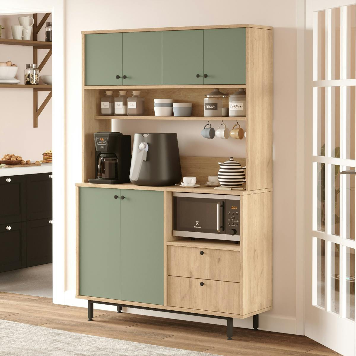 Buffet cuisine bohème niche micro-ondes L 120 cm JENA
