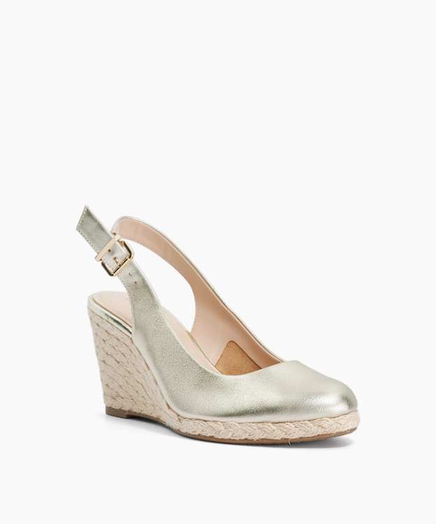 Capable Gold - Leather Jute Wedge Heel Sandals