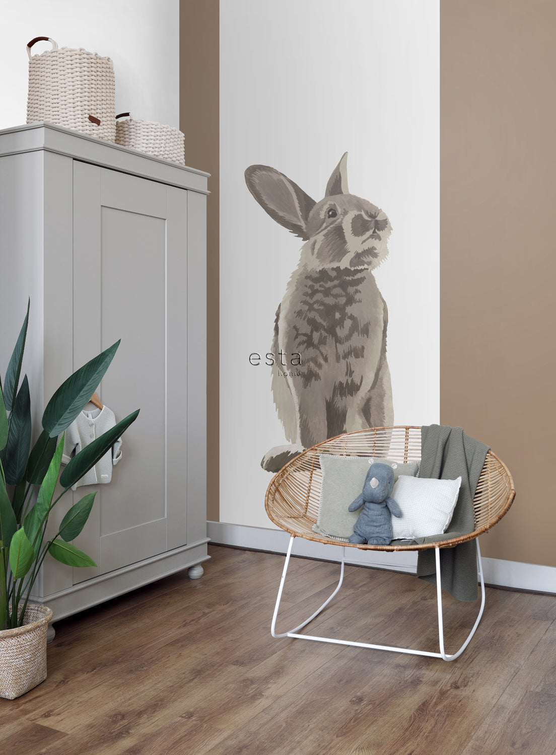ESTAhome fotobehang konijn bruin - 100 x 279 cm - 159052