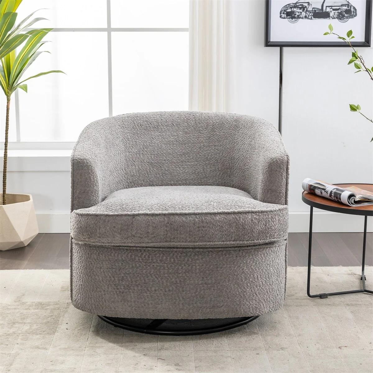 360 Degree Swivel Barrel Club Chair, Leisure Arm Chair for Living Room