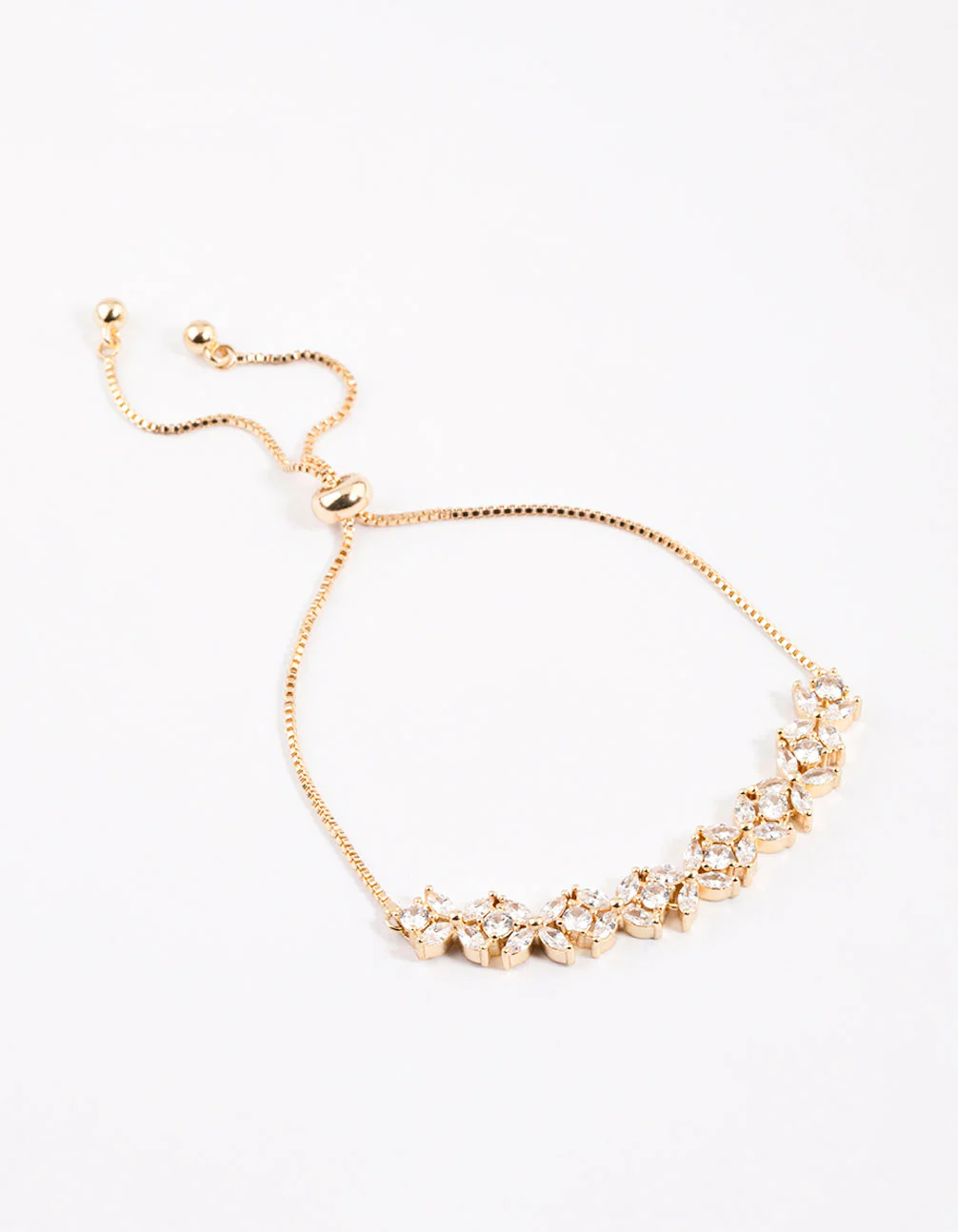 Gold Statement Flower Cubic Zirconia Toggle Bangle