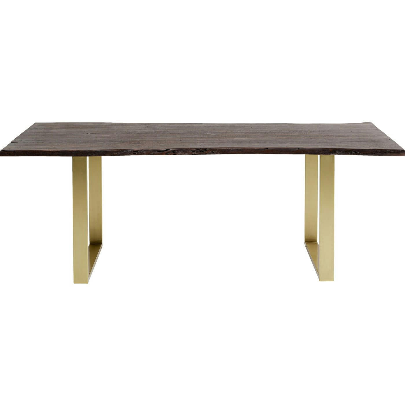 HARMONY - Table à manger 8 personnes acacia brun brut et acier laiton L180