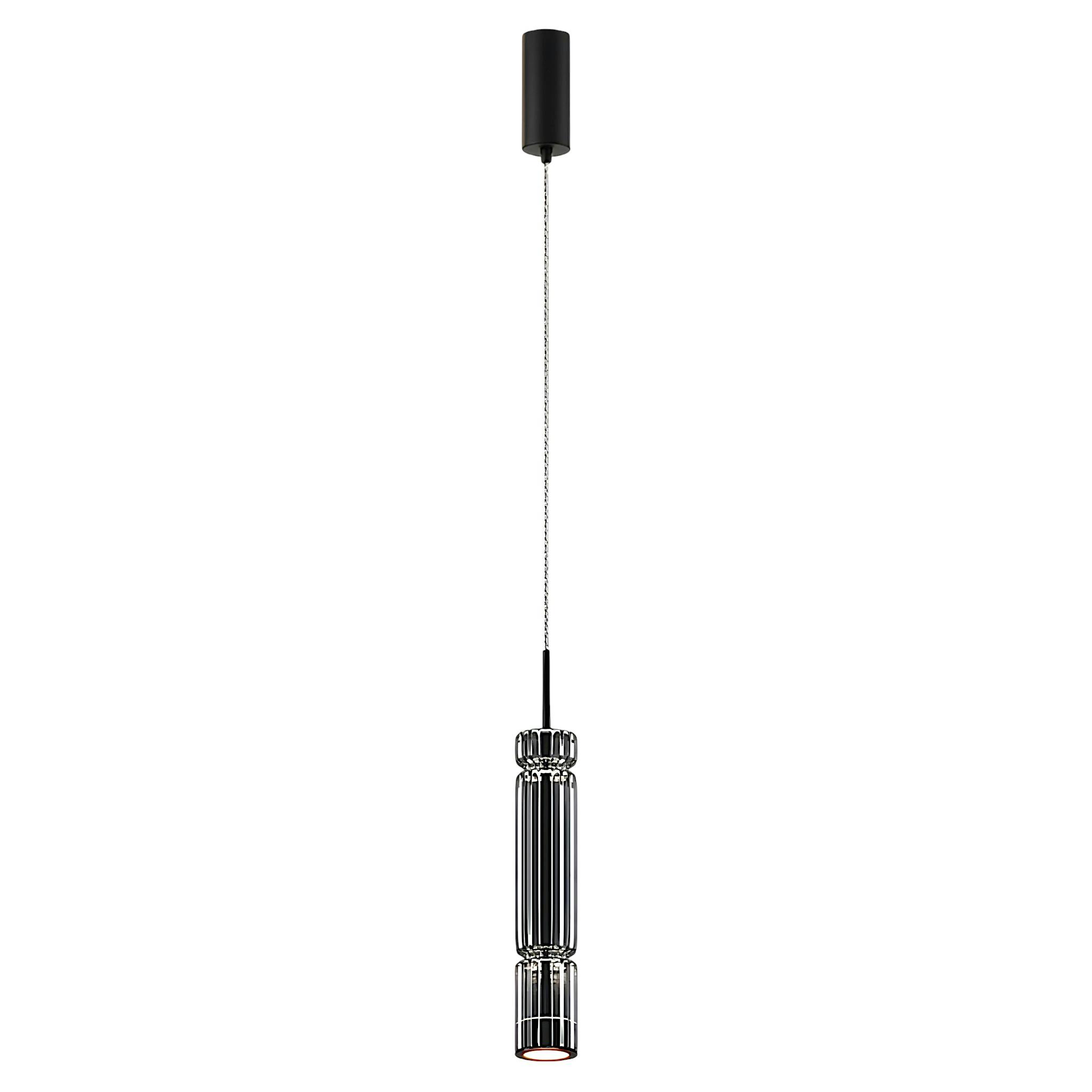 Suspension design LED – abat‑jour verre taillé gris 365 cm SOLANA