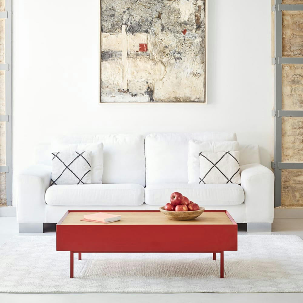 ARISTA - Table basse en bois 110x60cm rouge