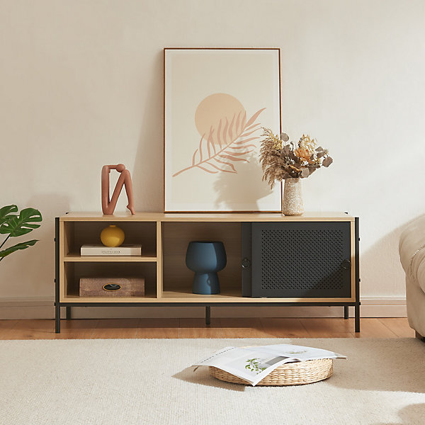 Meuble TV Tysnes 120 x 40 x 45 cm effet chêne noir en.casa