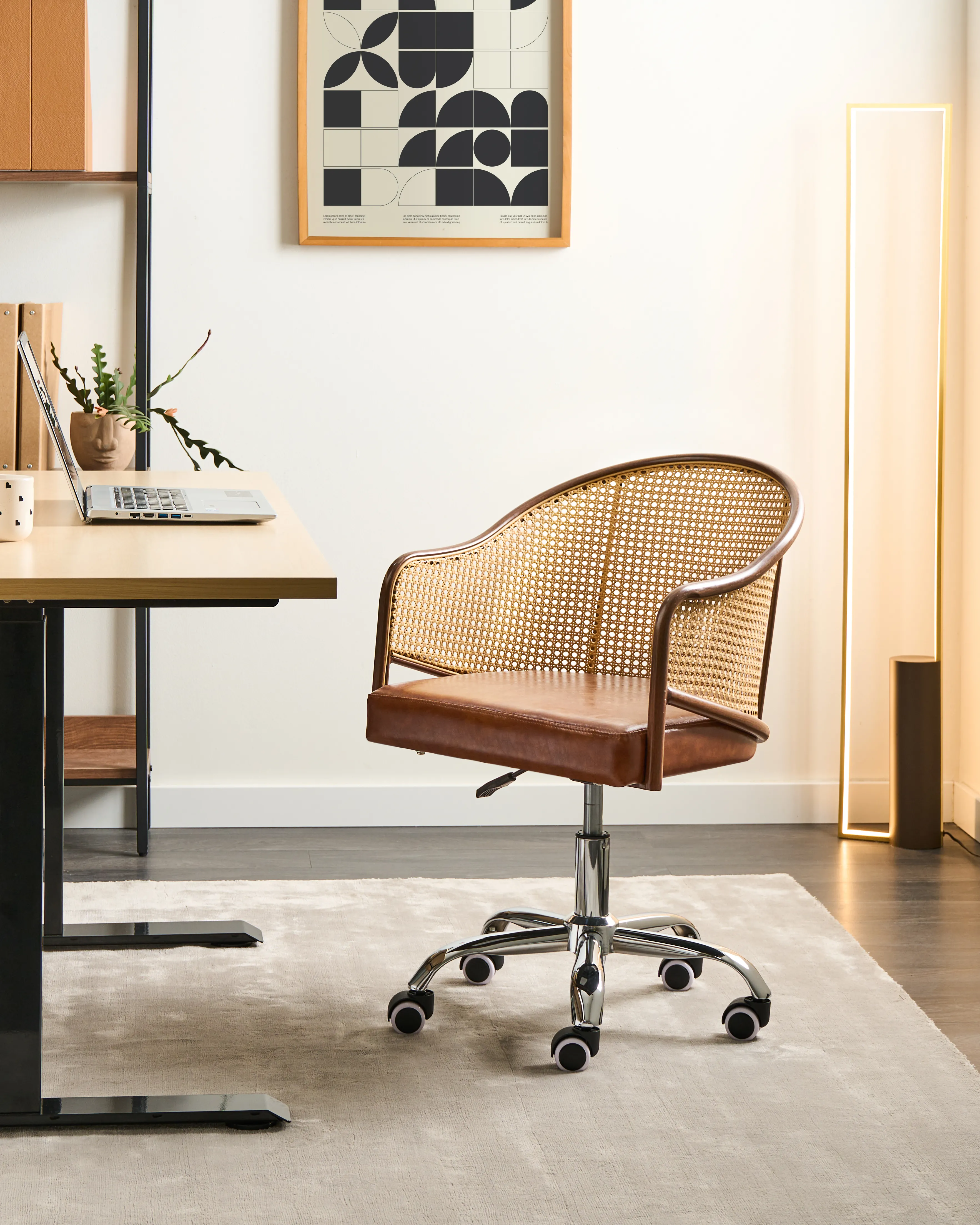Desk Chair REDDING Faux Leather Brown