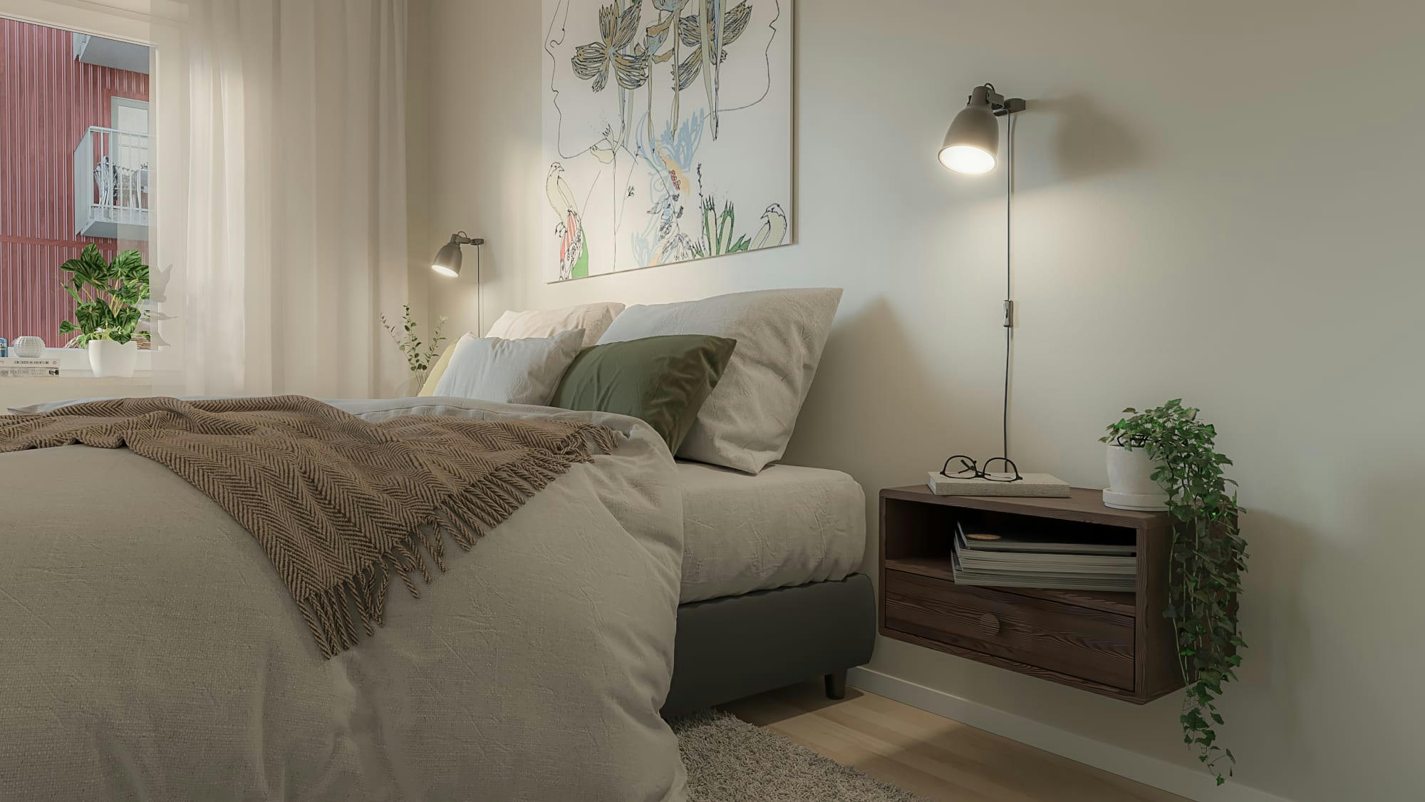 HOPE - Table de chevet avec tiroir en hêtre marron