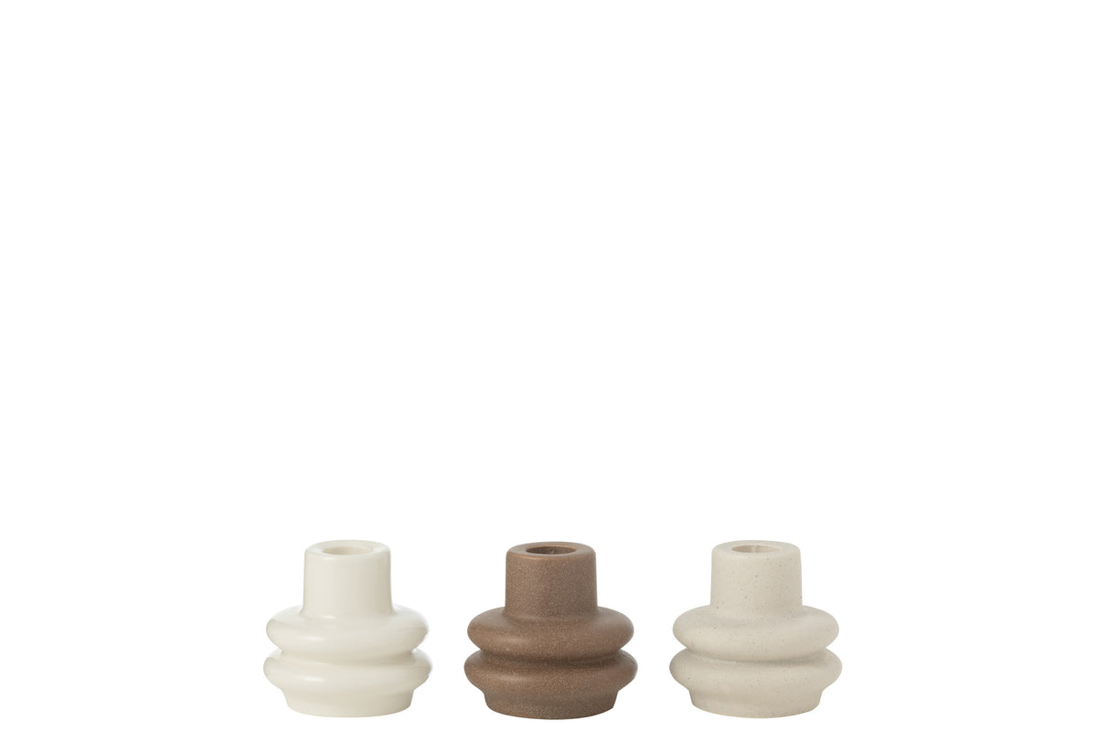 J-Line kandelaar Buoys - porselein - mix - 3 stuks
