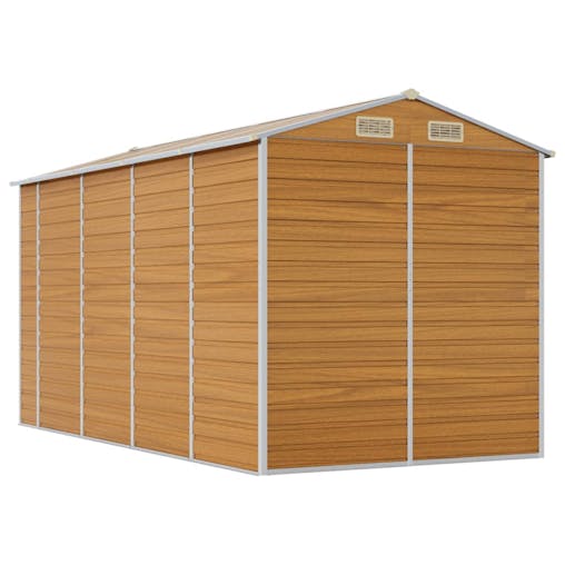 NNEVL Garden Shed Light Brown 191x385x198 cm Galvanised Steel