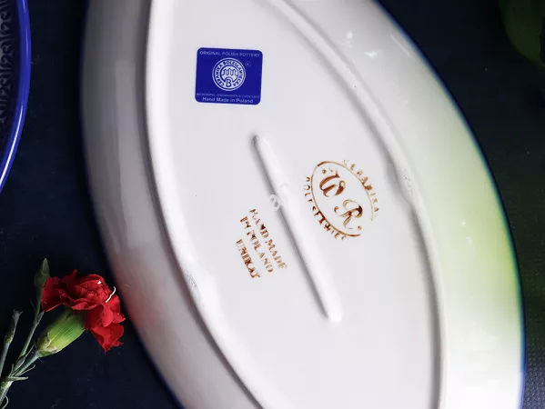 Półmisek do ryb 37 cm Bolesławiec - Kwiatowy Ogród