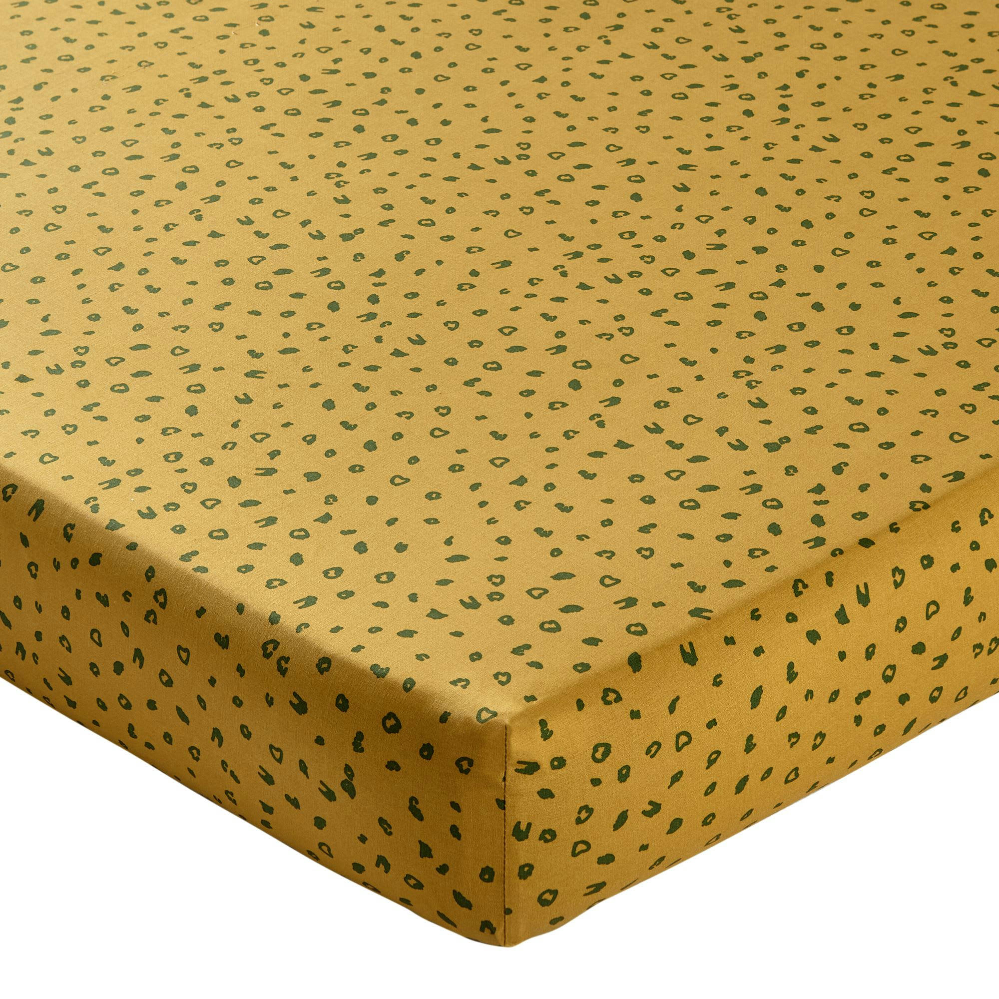 TROPICAL - Drap-housse 160x200x28 vert foncé en coton