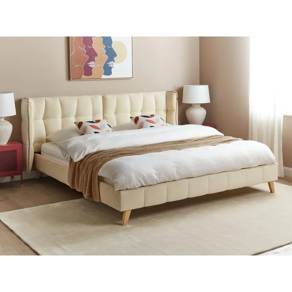 SENLIS - Tweepersoonsbed - Beige - 180 x 200 cm - Fluweel