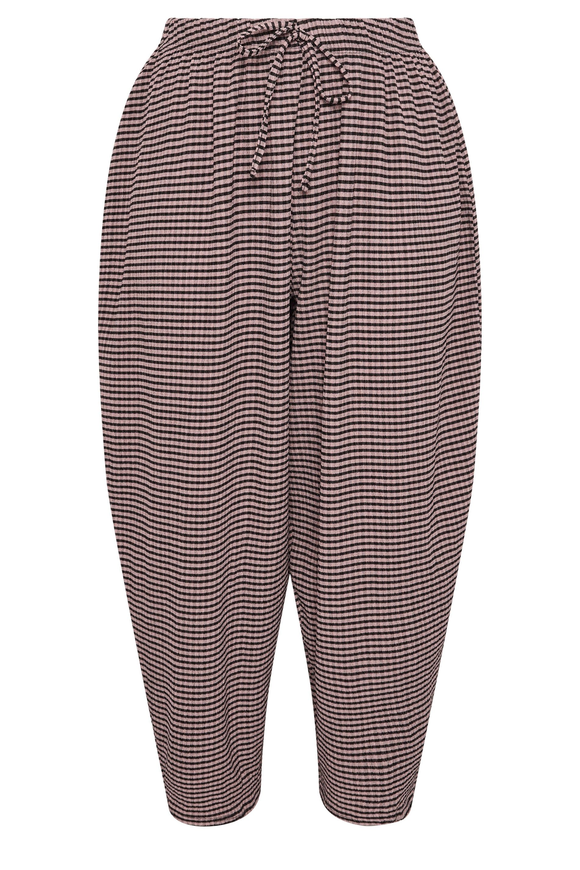 Yours Gingham Crinkle Wide Leg Trousers