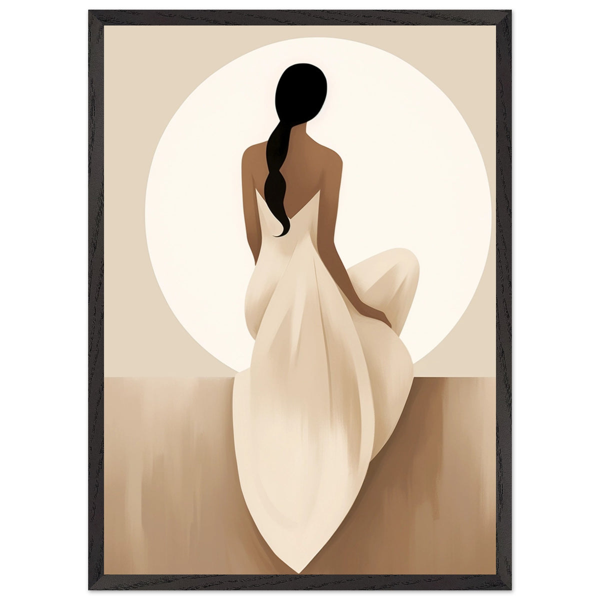 Artfulprints Poster met Lijst Japandi The serene lady  - 50x70 cm - Bruin