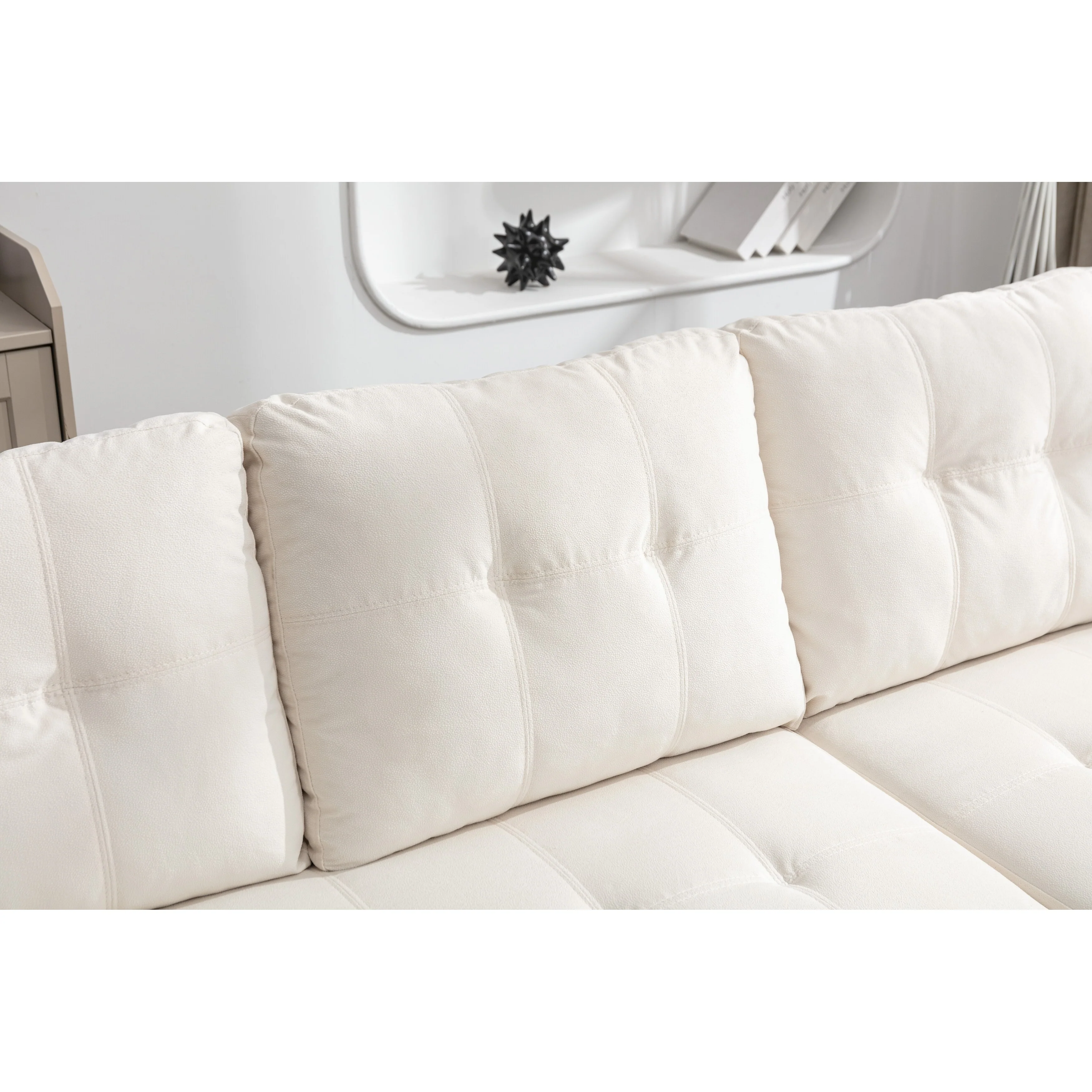 77 Velvet Reversible Sleeper Sofa with Storage Chaise and Pull-Out Bed, 2-Seater