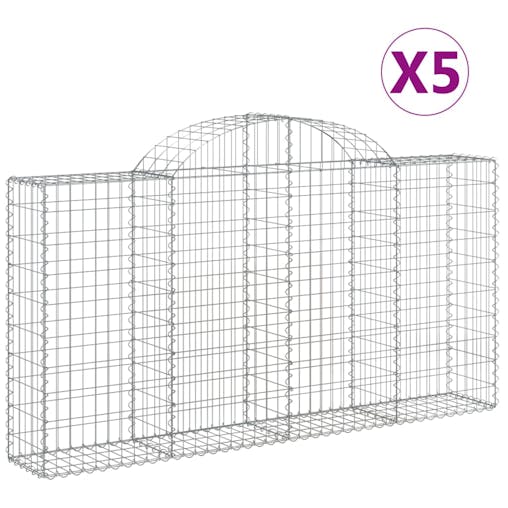 NNEVL Arched Gabion Baskets 5 pcs 200x30x100/120 cm Galvanised Iron