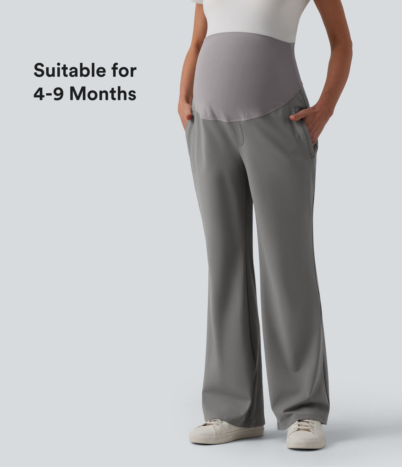 Halara Flex™ DayStretch Pantalon tailleur maternité évasé taille très haute avec poches zippées
