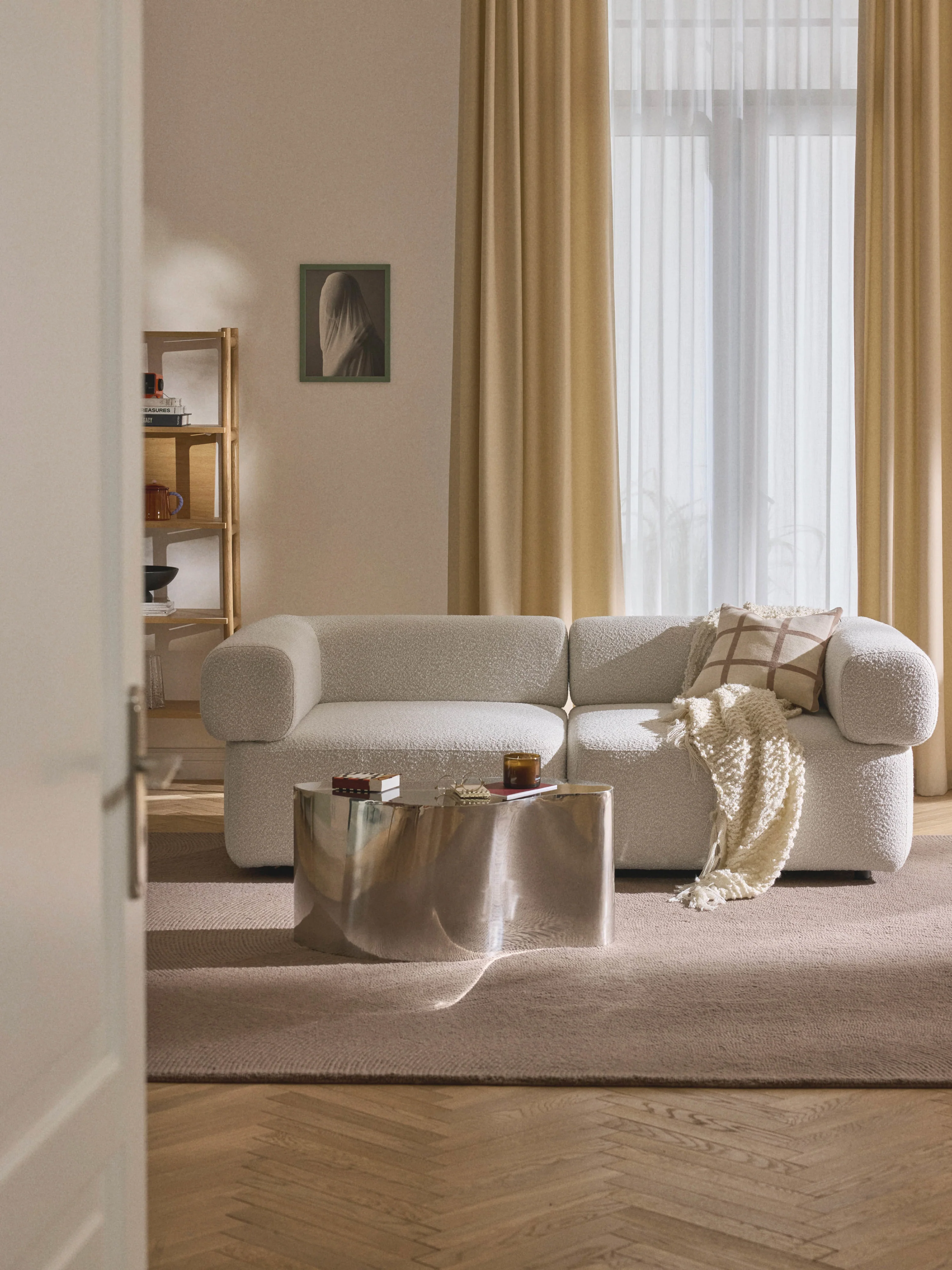 Modulares Bouclé-Sofa Anton (3-Sitzer)
