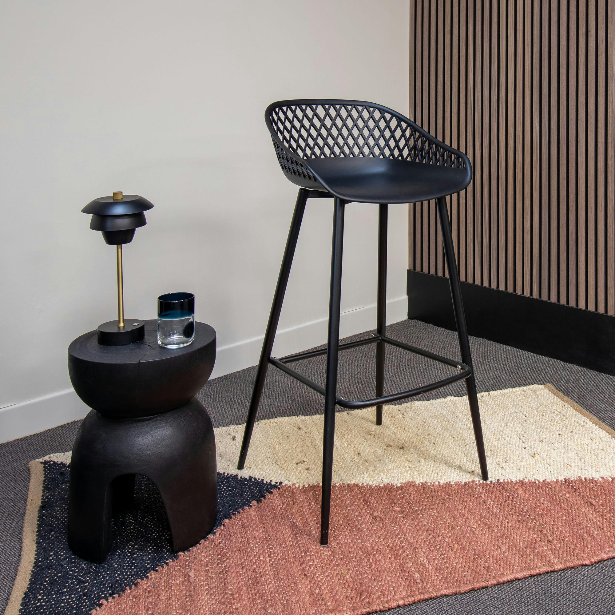 BRADLEY - Lot de 4 chaises de bar en polypropylène noir