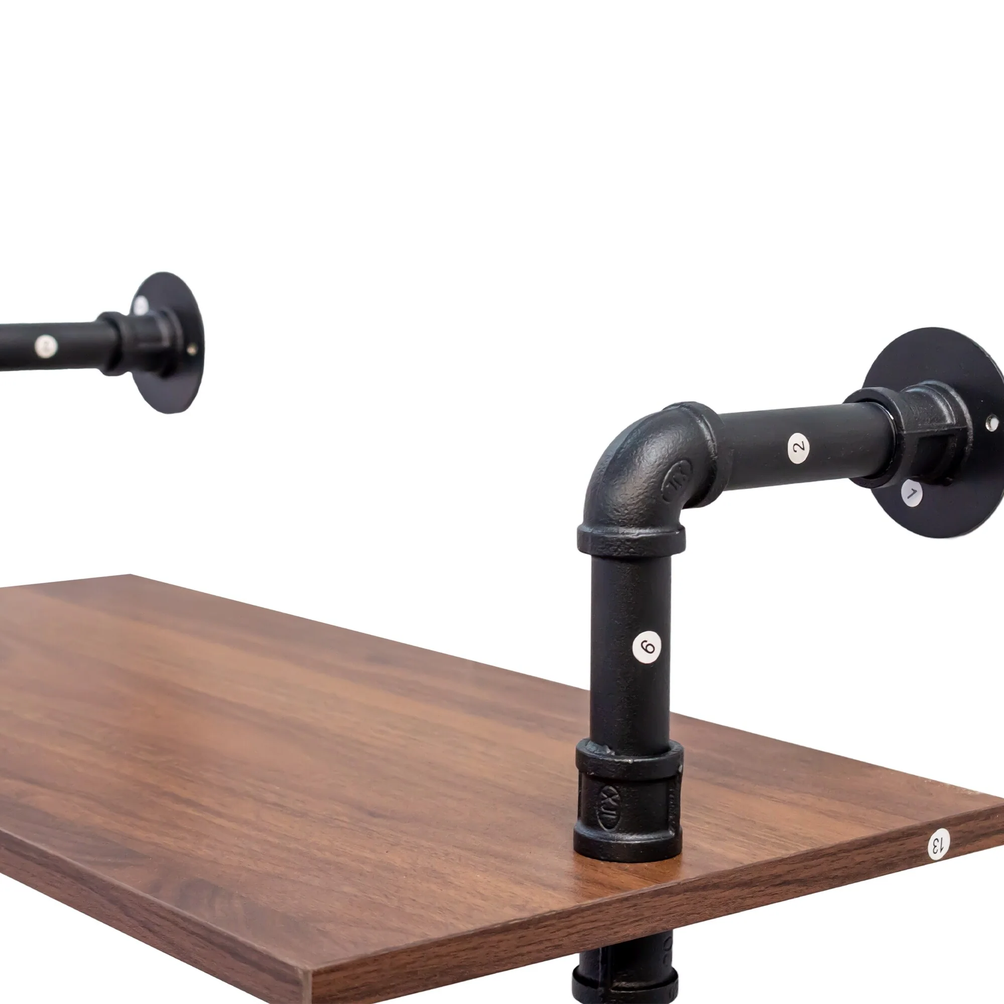 Industrial Pipe Shelf 3 Tier and 2 Tier Wall Mounted Shelves