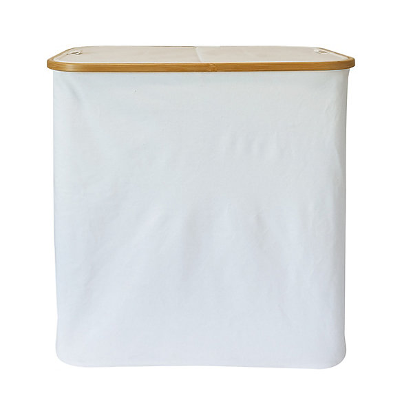 Panier à linge compartimenté et pliable beige et bambou, GoodHome Cervia