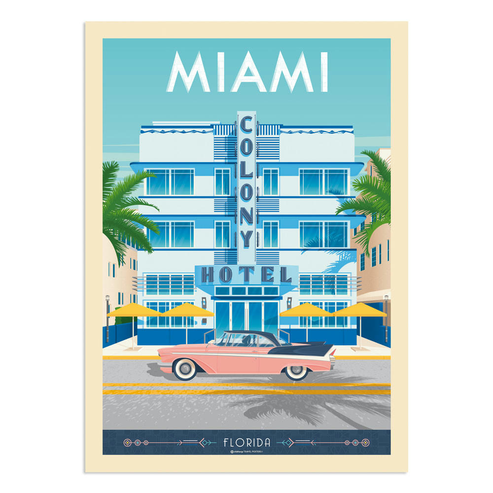 - Affiche Miami Colony Hotel 30x40 cm
