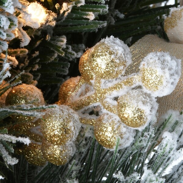 32" Frosted Colonial Fir Teardrop - Green
