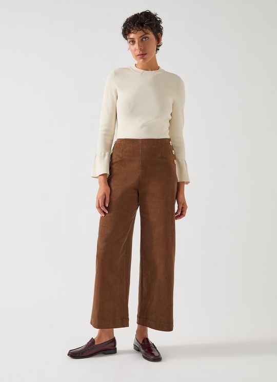 Tabatha Cream & Ivory Viscose Blend Sculptured Bell Sleeve Knit