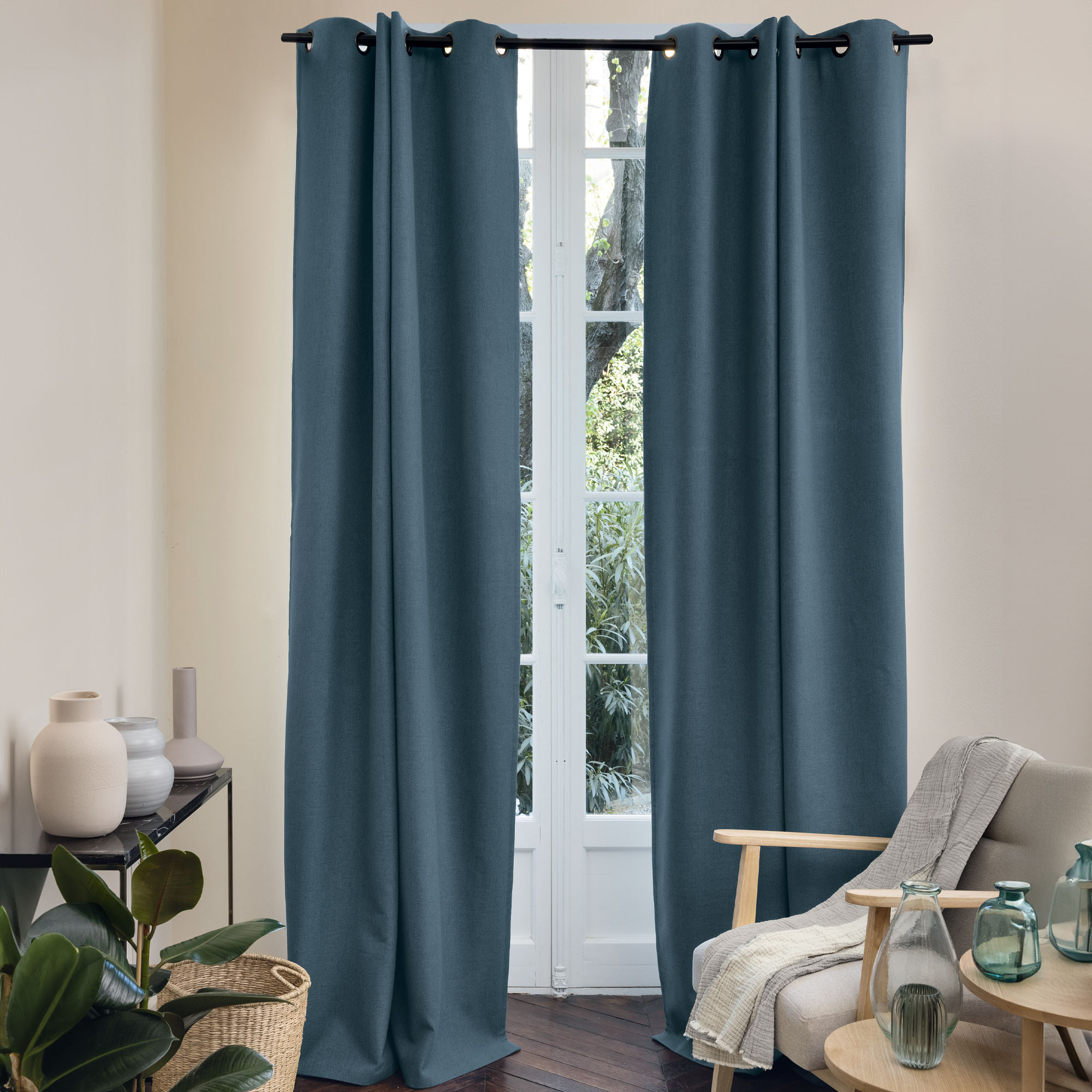 Pack de 2 rideaux occultants thermiquesÉco baie toucher coton