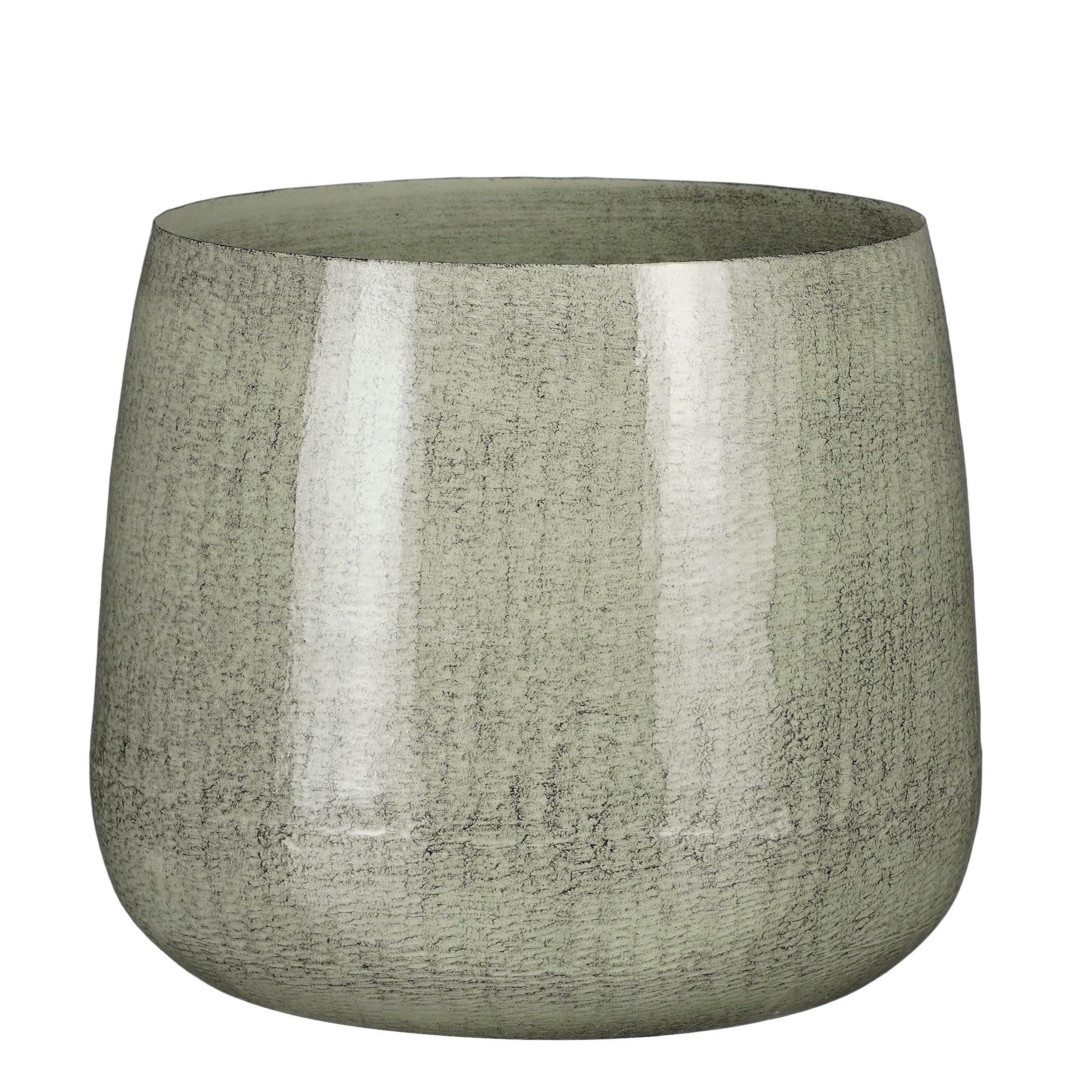 Mica Decorations Benson Bloempot - H20 x Ø23 cm - Metaal - Lichtgrijs