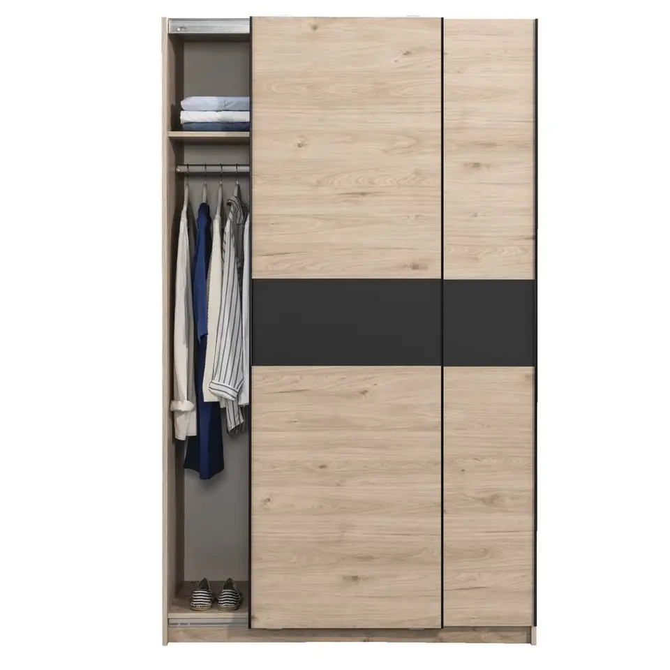Schuifdeurkast Genua - eikenkleur/antraciet - 204x122x60 cm