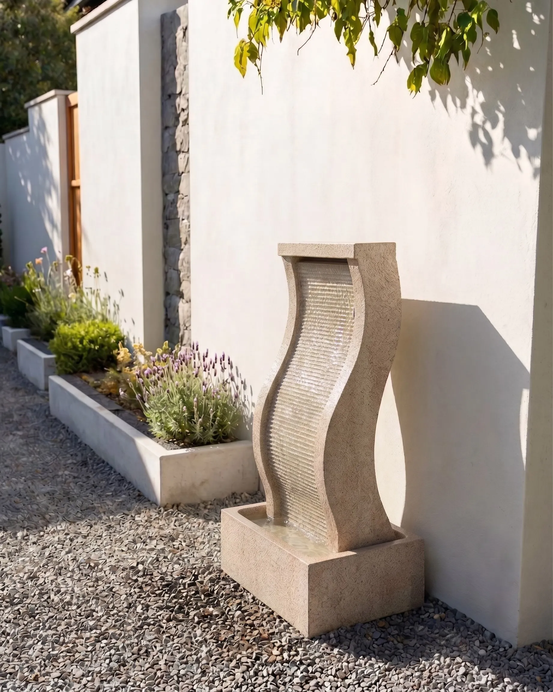 Garden Water Feature LED FORMIGA Beige