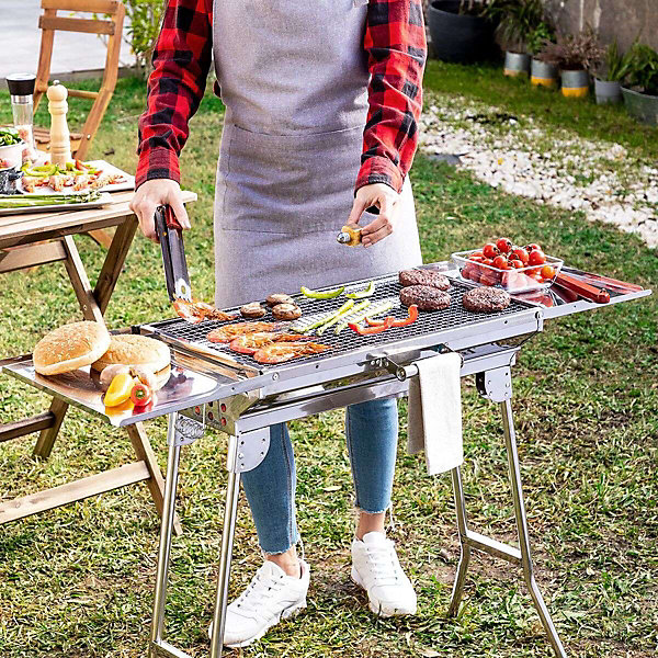 Barbecue charbon table horizontal innovagoods acier noir