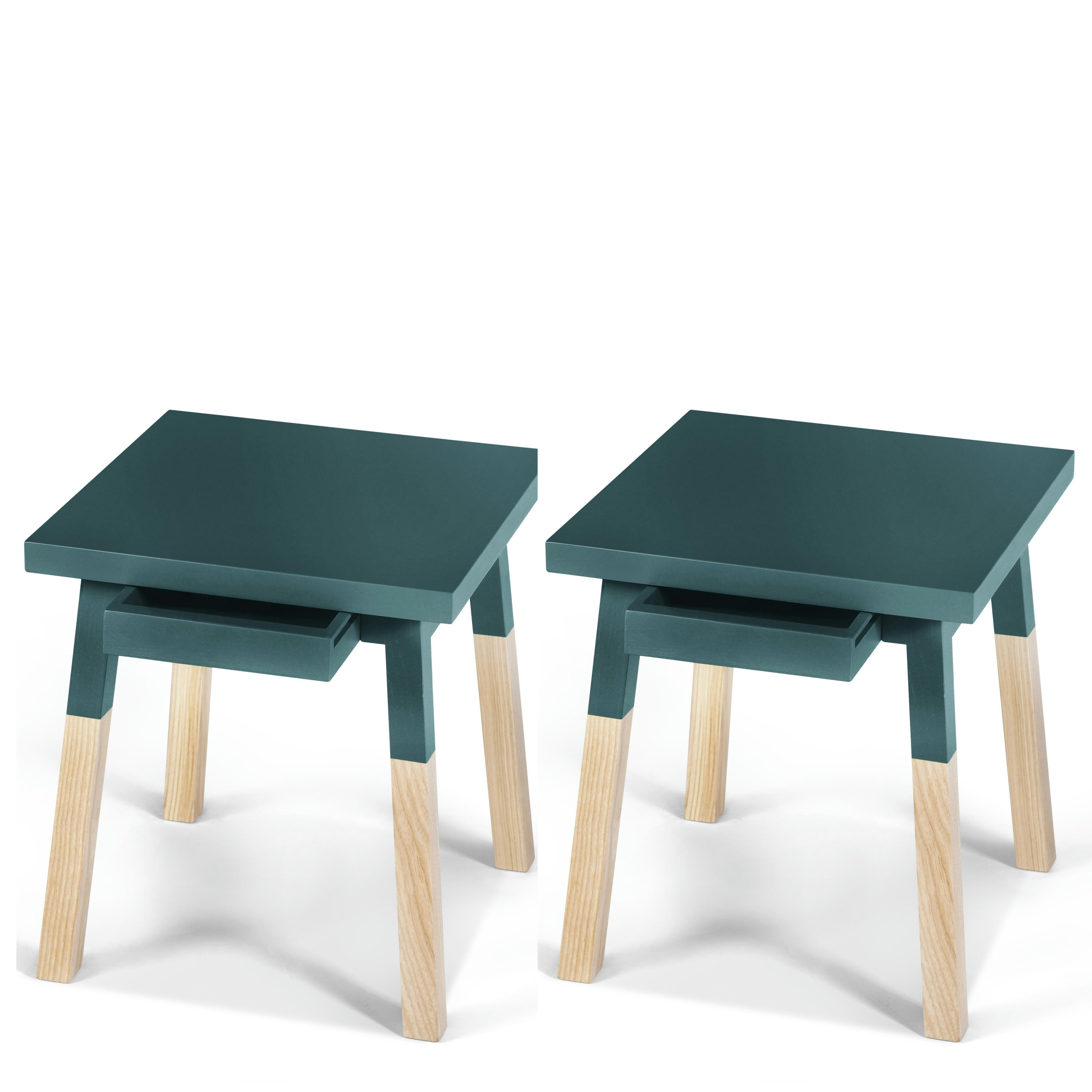 EGEE - 2 chevets laqués avec tiroir en frêne, plateau 40 cm