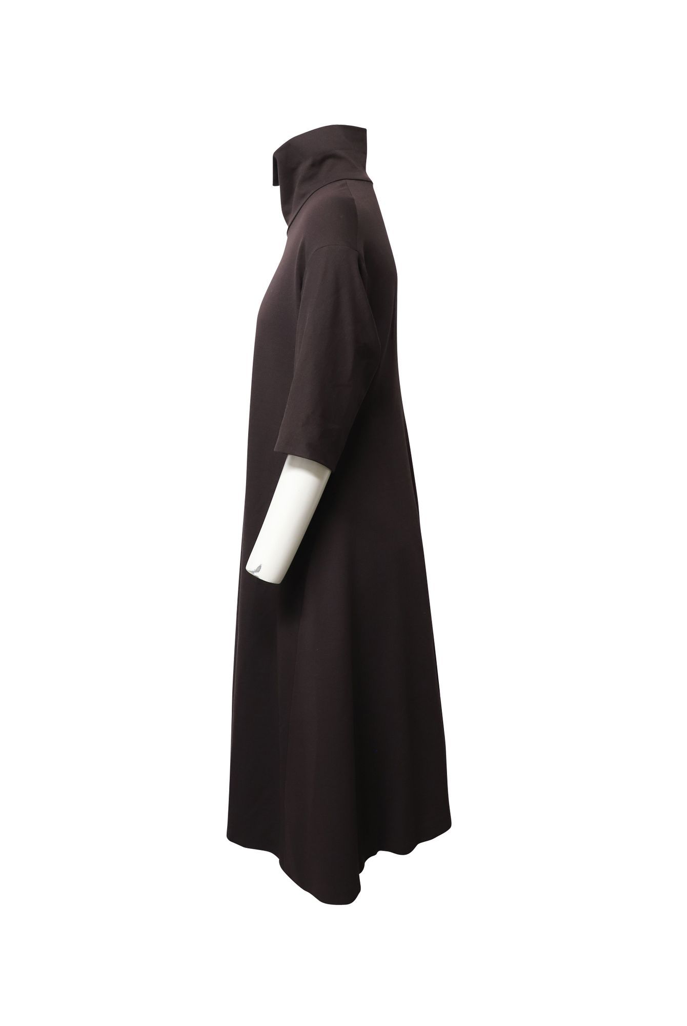 Jil Sander Preloved Turtleneck A-Line Dress in Brown Modal