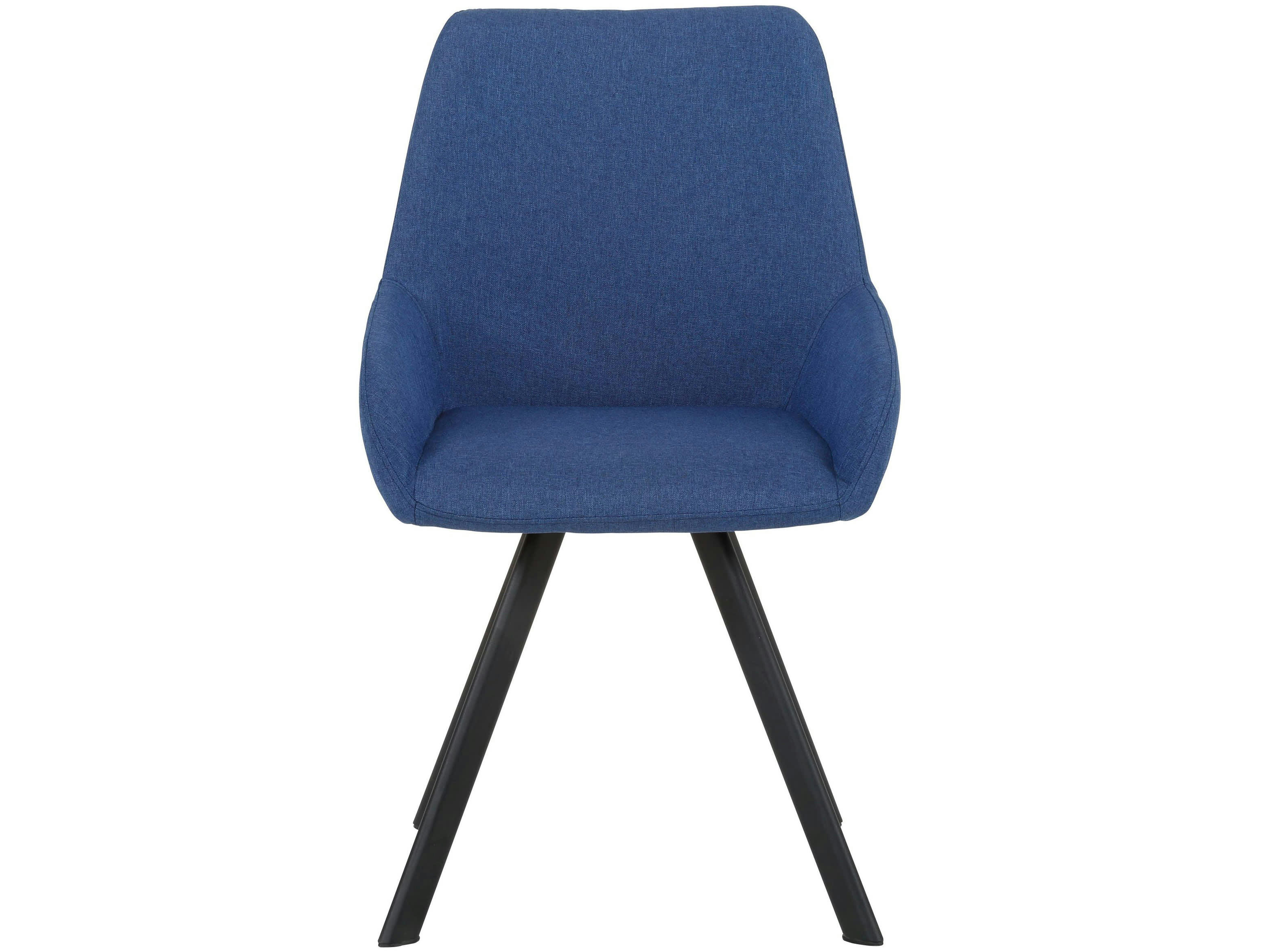 SANDRA - Lot de 2 chaises de salle à manger rembourrées en tissu bleu foncé