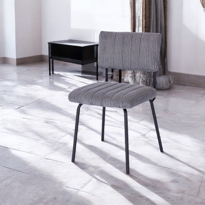 Chaise velours grosses côtes gris (lot de 2) IENA