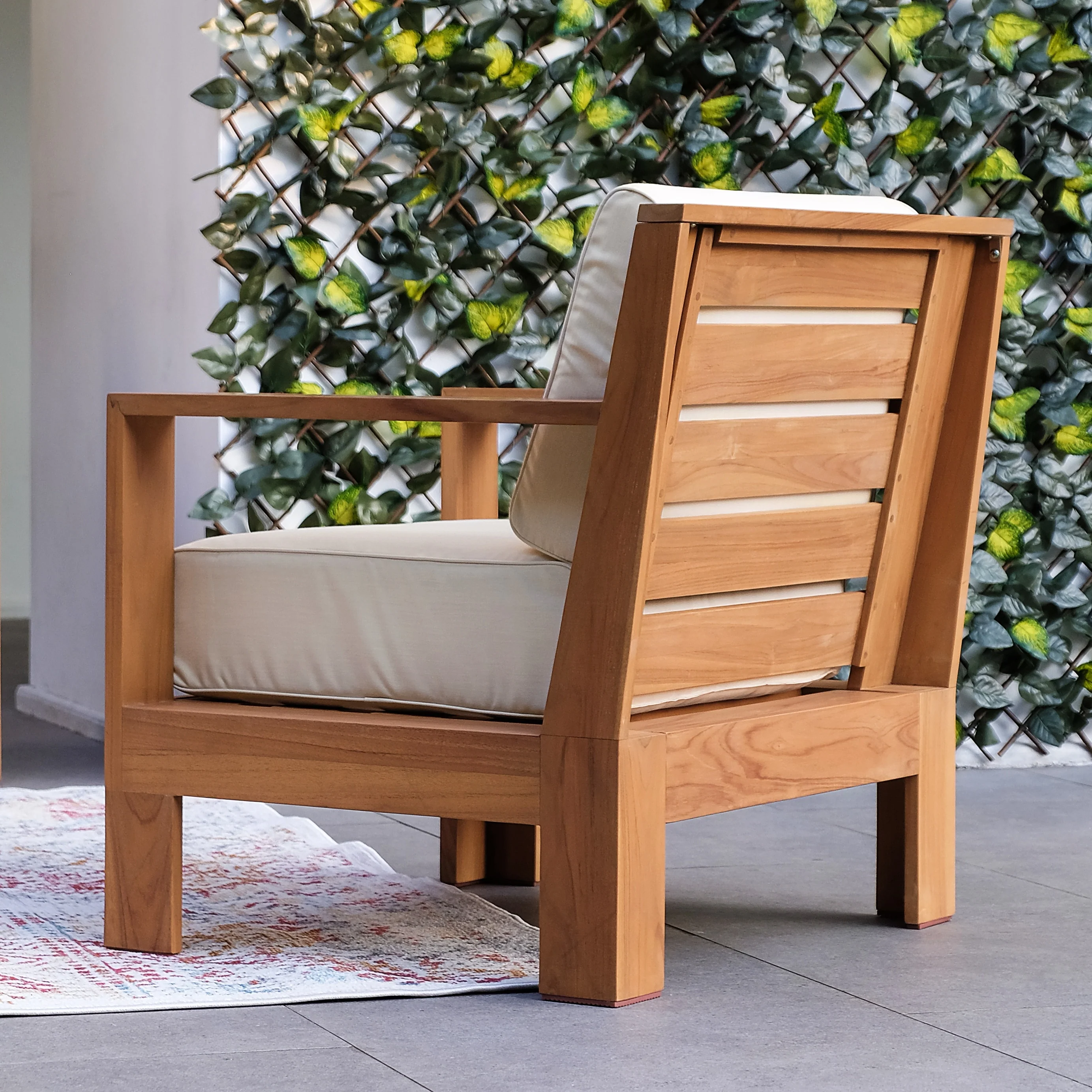 Cambridge Casual Logan Modern Teak Outdoor Club Chair with Sunbrella Cushion
