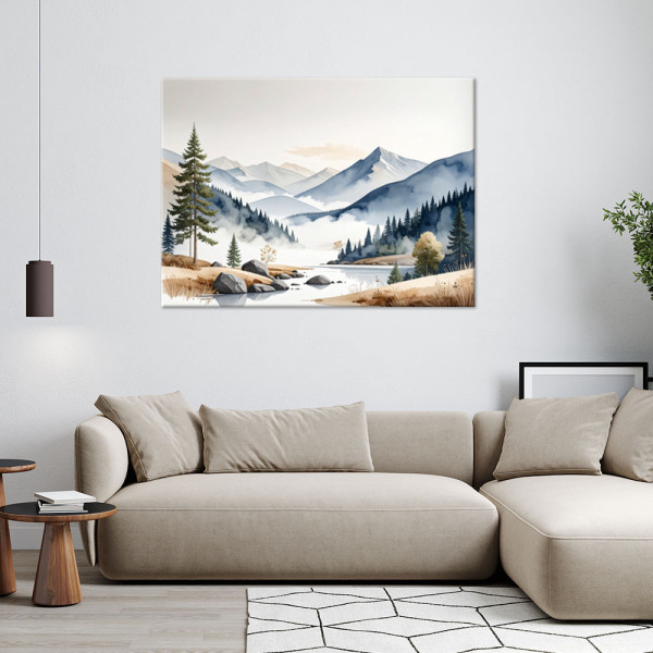 Obraz do salonu sypialni biura, Krajobraz górski natura drzewa 30x20