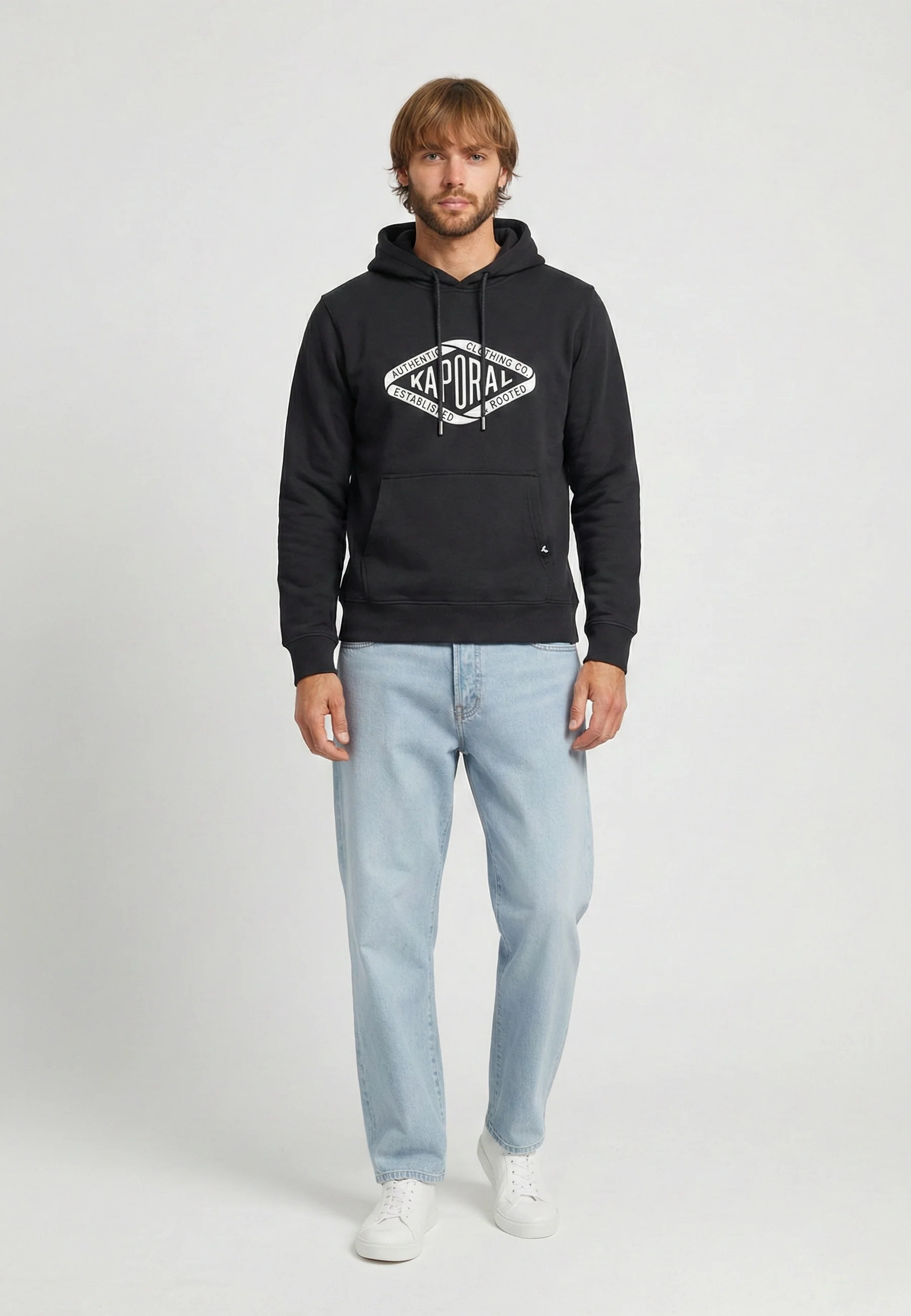 Sweat à capuche regular noir coton polyester BENNI