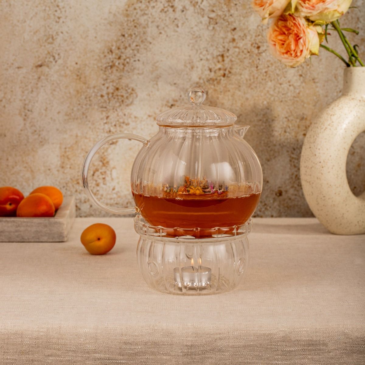 Zaparzacz SENZA szklany z podgrzewaczem 1 l